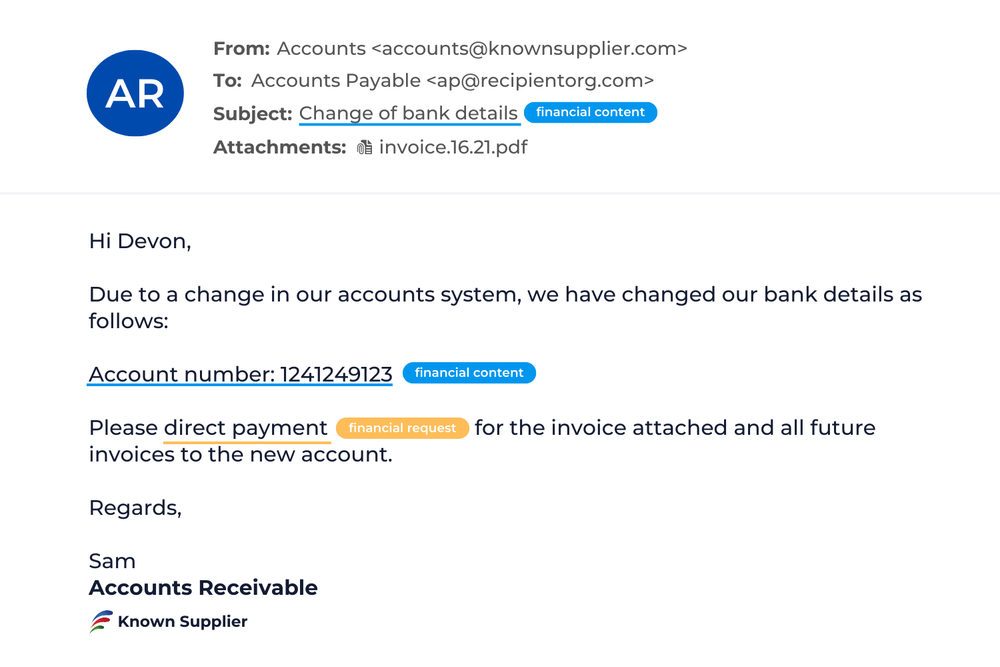 invoice fraud example email