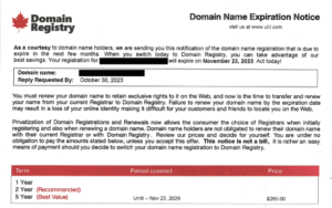 Protect Yourself from Scam Domain Expiration Notices